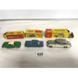 THREE BOXED DINKY TOYS - ROLLS ROYCE, PHANTOM V NUMBER 198, MERCEDES BENZ 220 SE NUMBER 186, AND