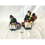 TWO ROYAL DOULTON FIGURES - THE OLD BALLOON SELLER HN1315 AND SILKS AND RIBBONS HN2017