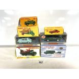 EIGHT BOXED DINKY TOY VEHICLES - INCLUDING HOWITZER AND TRACTOR, MISSILE LAUNCHER ETC