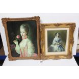 TWO OILS ON CANVAS PORTRAITS OF LADIES, THE LARGEST 40 X 30CMS