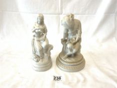 TWO VICTORIAN PARIANWARE FIGURES, TWO LADIES, THE TALLEST 22CMS