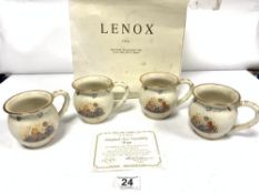 A SET OF FAIR HUNDRED ACRE WOOD FRIENDSHIP MUGS, CRAFTED BY LENOX FINE CHINA WITH A CERTIFICATE