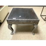 AN EASTERN ZINC ORNATE COVER SQUARE COFFEE TABLE, 46CMS