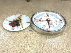 TWO PIN UP LINE WALL CLOCKS