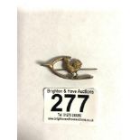 A 9CT GOLD COCKEREL WISHBONE BROOCH, WITH METAL PIN, 2 GRAMS