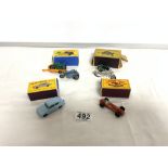 LESNEY MATCHBOX SERIES - HONDA MOTORCYCLE AND TRAILER, MASERATI 4 CLT/1948, FORD ANGLIA, AND A MODEL