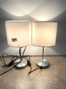 A PAIR OF MODERN METAL TABLE LAMPS, 40CMS WITH SHADES