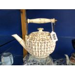 A COPELAND SPODE FOR T GOODE & CO PORCELAIN TEAPOT WITH METAL AND PORCELAIN HANDLE