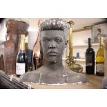 A 20TH CENTURY PLASTER BUST OF A LADY, 40CMS