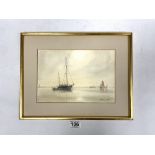 A SIGNED WATERCOLOUR OF SAILING BOATS BY -AUSTIN HILL, 26 X 18CMS