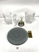 TWO ENGRAVED GLASS GOLFING TROPHIES - ARIZONA WORLD PRO-AM GLASS PLATE, GLASS FIGURE OF A GOLFER