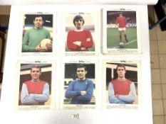 QUANTITY OF TYPHOO TEA CARDS OF FAMOUS FOOTBALL PLAYERS, DENNIS LAW, GORDON BANKS, GEORGE BEST,