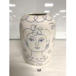 A STUDIO POTTERY PORTRAIT VASE BY MIKE LEVY, 35CMS