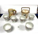 SIX ROYAL DOULTON FIELD FLOWER TABLEWARE FOOTED BOWLS, A MUSICAL TANKARD, AND A CROWN DEVON