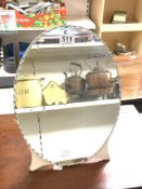 A 1940S OVAL EASEL DRESSING TABLE MIRROR, 30 X 40CMS