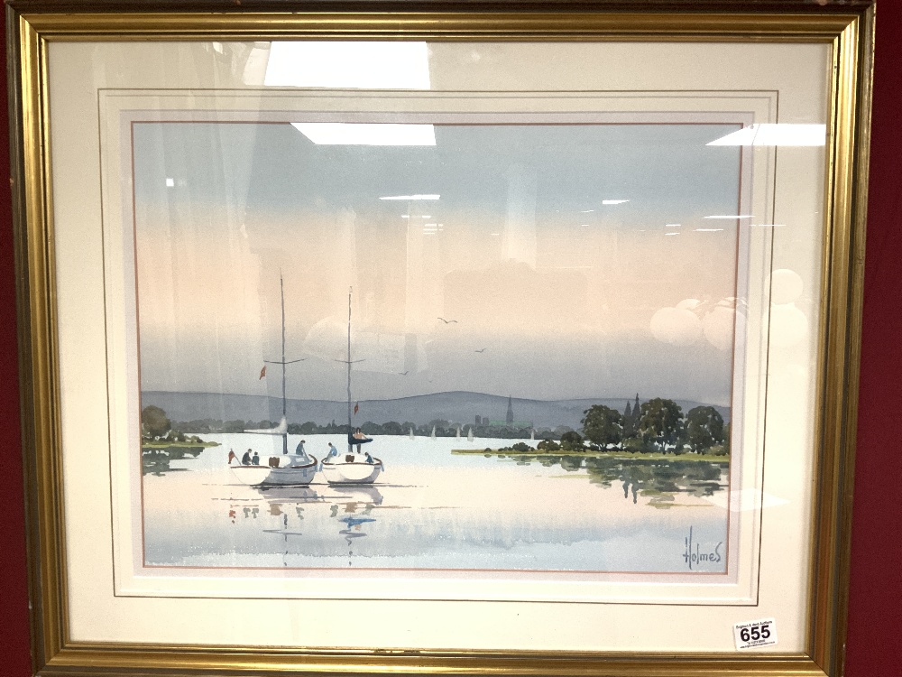 A PAIR OF DAVID HOLMES WATERCOLOURS OF OLD BOSHAM, SIGNED 54 X 36CMS - Image 2 of 9