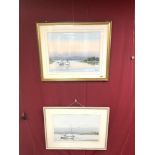 A PAIR OF DAVID HOLMES WATERCOLOURS OF OLD BOSHAM, SIGNED 54 X 36CMS