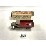 A TRI-ANG MINIC CLOCKWORK SCALE TOY FLATBED TRUCK WITH ORIGINAL BOX