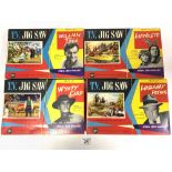 FOUR TV JIGSAW PUZZLES, WILLIAM TELL, HAWKEYE, HIGHWAY PATROL & WYATT EARP. MADE BY BELL