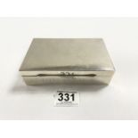 A HALLMARKED SILVER RECTANGULAR CIGARETTE BOX WORN MARKS, 14CMS