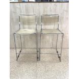 TWO RETRO CHROME SPAGHETTI RUBBER STRUNG HIGH STOOLS