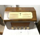 HIS MASTERS VOICE (HMV) MAHOGANY CASED 1940'S RADIO MODEL NO 5201, SERIAL NUMBER 11031