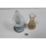 TWO SMALL ART GLASS VASES, THE TALLEST 15CMS