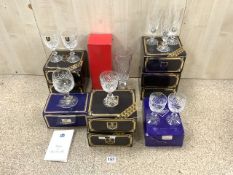 A SET OF SIX EDINBURGH CRYSTAL WHITE WINE GLASSES, SIX CHAMPAGNE FLUTES, AND FOUR CLARET GLASSES
