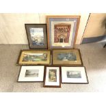 A PAIR OF WATERCOLOURS OF A COUNTRY HOUSE AND A CASTLE AND FIVE OTHER FRAMED WATERCOLOURS