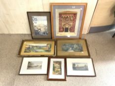 A PAIR OF WATERCOLOURS OF A COUNTRY HOUSE AND A CASTLE AND FIVE OTHER FRAMED WATERCOLOURS