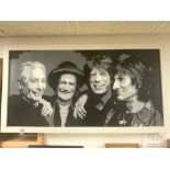 A MODERN FRAMED OIL ON CANVAS OF THE ROLLING STONES, 117 X 59CMS