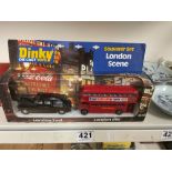 A DINKY DIE-CAST SOUVENIR SET LONDON SCENE - LONDON TAXI AND LONDON BUS IN UNUSED CONDITION IN