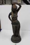 A CERAMIC BISQUE FIGURE OF AN ART DECO EROTIC LADY DANCING, 68CMS