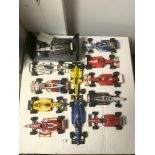 ELEVEN MINICHAMPS MODELS OF FORMULA ONE CARS INCLUDING FERRARI, WILLIAMS, AND OTHERS SOME BEARING