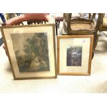 A FRAMED PRINT OF LOVERS - 38 X 50 AND ANOTHER PRINT OF FIGURES