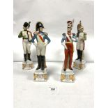 A SET OF FOUR PORCELAIN FIGURES OF NAPOLEONIC SOLDIERS, 30CMS