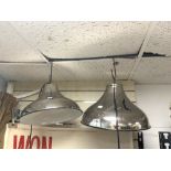 A PAIR OF INDUSTRIAL STYLE HANGING LIGHTS