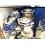 GRAFTON WARE PART DINNER SERVICE, A COMMEMORATIVE WORLD WAR I CUP AND SAUCER, A REPRODUCTION BLUE