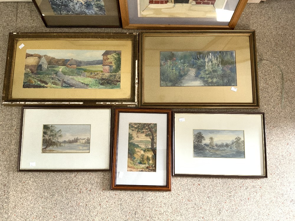 A PAIR OF WATERCOLOURS OF A COUNTRY HOUSE AND A CASTLE AND FIVE OTHER FRAMED WATERCOLOURS - Image 2 of 12