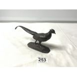 A CAST BRONZE MODEL OF PHEASANT WITH INSCRIBED SIGNATURE AND STAMPED BARYLE 10 X 20CMS