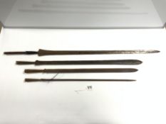 FOUR ANTIQUE AFRICAN SPEAR HEADS