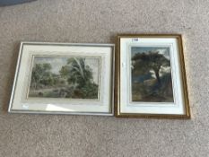 FRAMED WATERCOLOUR RIVER SCENE, 38 X 26CMS AND WATERCOLOUR OF A TREE, 22 X 34CMS