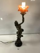 AN ART NOUVEAU BRONZE FIGURAL LAMP SIGNED - LOUIS MOREAU