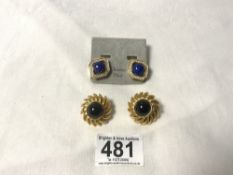 TWO PAIRS OF CHRISTIAN DIOR VINTAGE CLIP ON EARRINGS