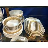 ROSENTHAL WHITE AND GOLD LOTUS PATTERN - A BJORN WIINBLAD DESIGN PART DINNER SERVICE, 23 PIECES