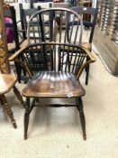 EARLY VICTORIAN ELM AND ASH ELBOW CHAIR