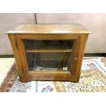 SMALL VINTAGE OAK GLAZED CABINET, 60 X 27 X 50CMS