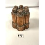 A VICTORIAN COPPER CASTLE TOP JELLY MOULD