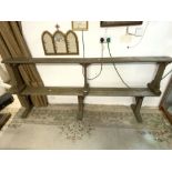 TWO VINTAGE PINE SCHOOL BENCHES, 230CMS AND 220CMS