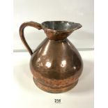 A VICTORIAN COPPER GALLON JUG